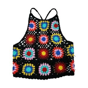 Granny Square Colorful Crochet Halter Top